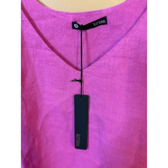 Revolve Krisa Pink Linen Frayed Hem Mini Dress - Size Small NWT - Picture 4 of 6